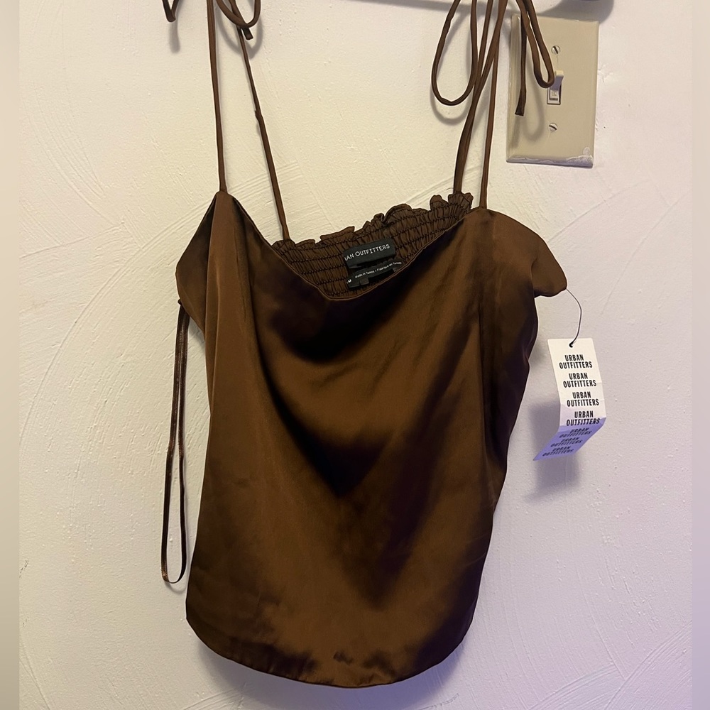 NWT Urban Outfitters brown silk top